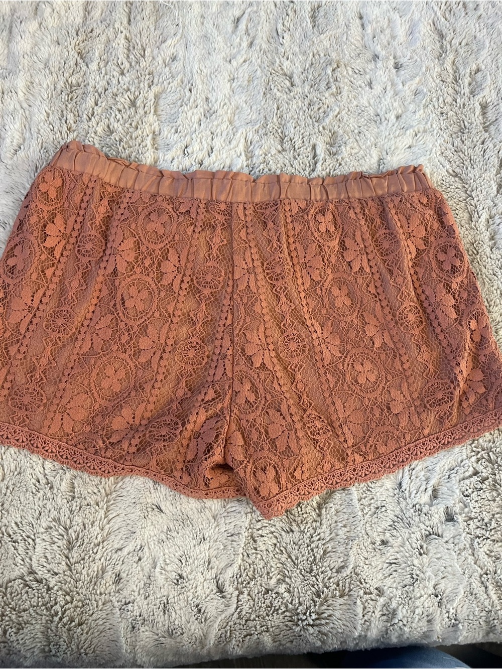 Altar'd State Rust Lace Overlay Drawstring Shorts - Picture 2 of 3